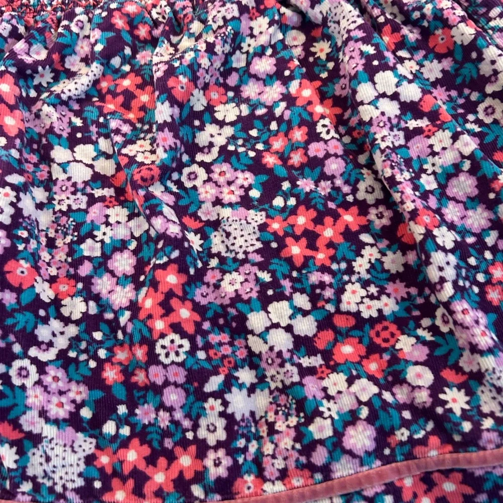 Old Navy 2011 Floral Corduroy Velvet Trim‎ Smocked Girls Dress